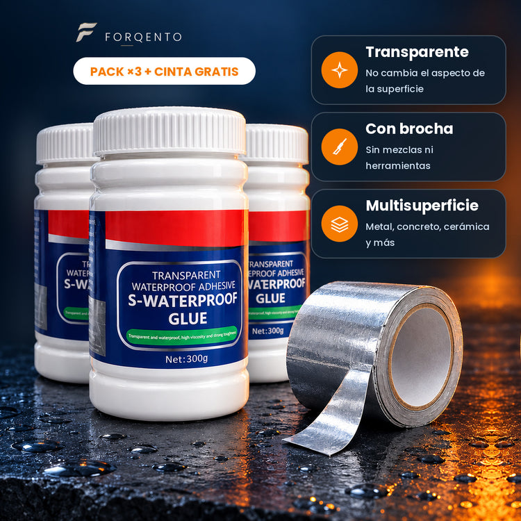 Sellador líquido transparente tapagoteras: pack de 3 frascos con cinta butílica